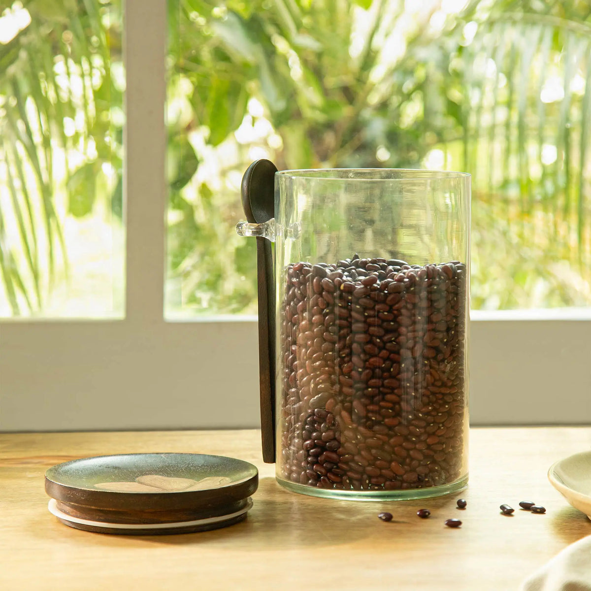 Tashi Glass Canister With Wooden Spoon