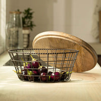 Charcoal Brown Twine Wire Basket (Tapered)