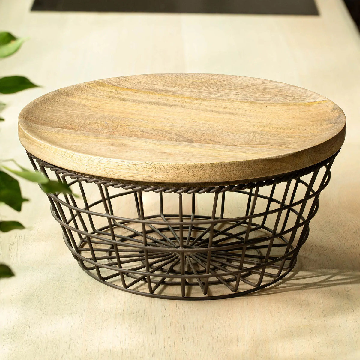 Charcoal Brown Twine Wire Basket (Tapered)