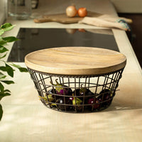 Charcoal Brown Twine Wire Basket (Tapered)