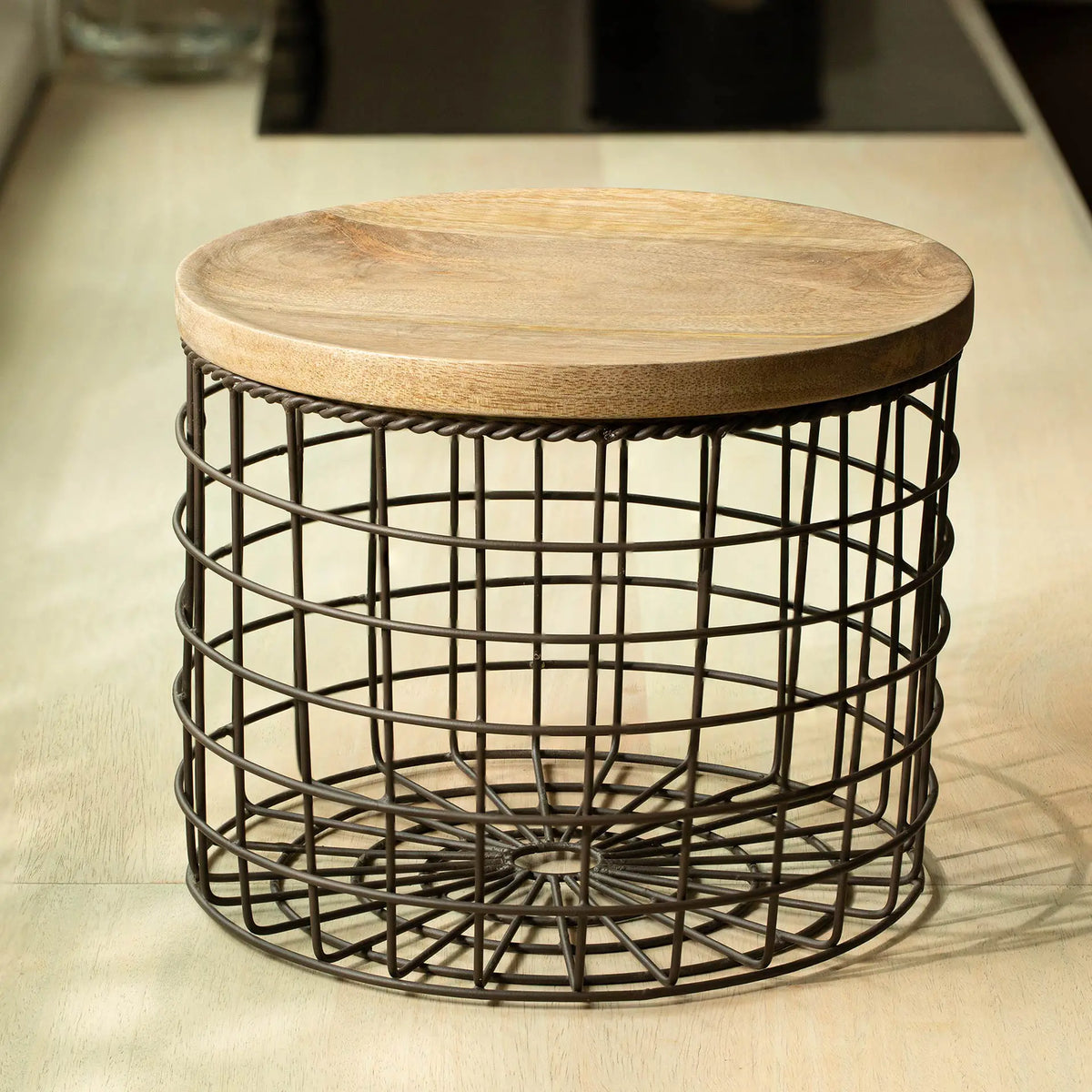 Charcoal Brown Twine Wire Basket (Tall)