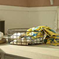 Charcoal Brown Twine Wire Basket (Round)