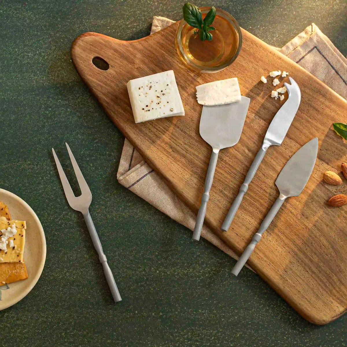 Matte Silver Cheese Knife Set of Four