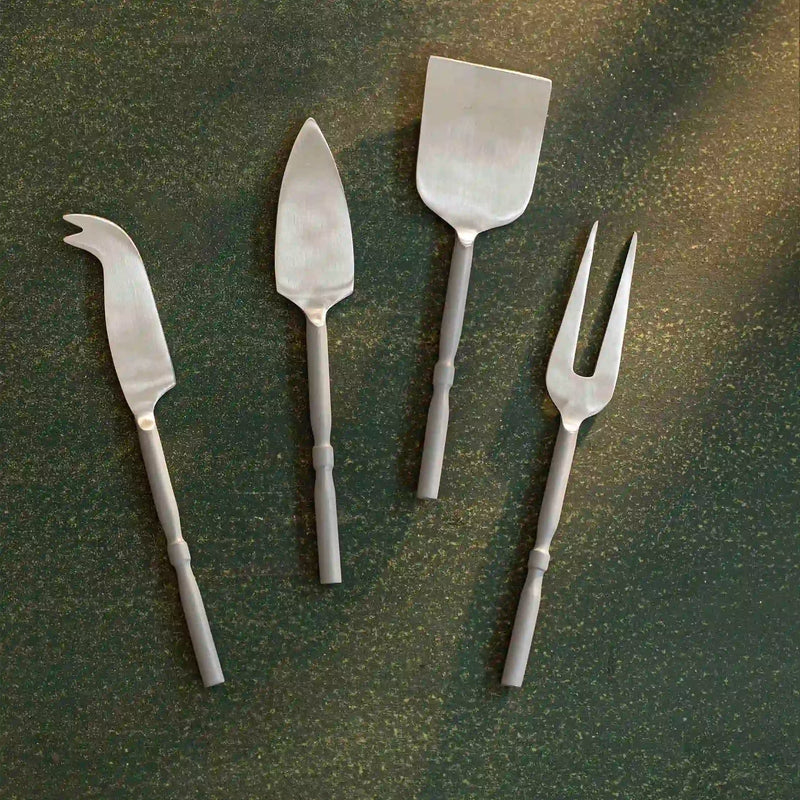 Matte Silver Cheese Knife Set of Four