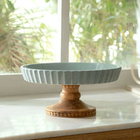 Upper Crust Ceramic Cake Stand with Wooden Server
