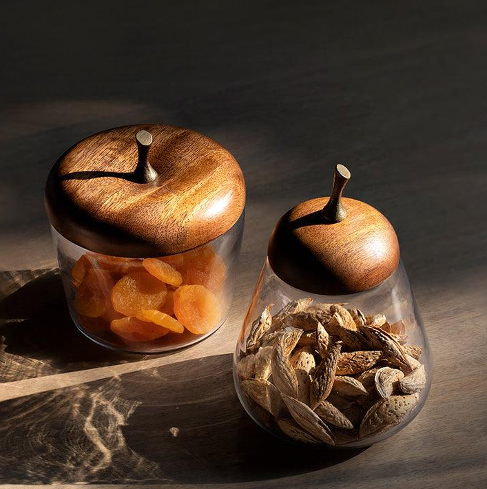 Apple & Pear Glass Jar Set of Two
