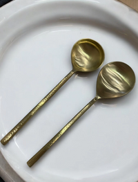 Aurum Gold Hammered Handle Serving Set Of Two