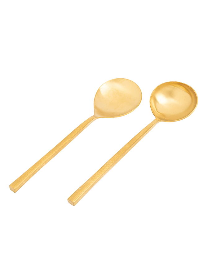 Aurum Gold Hammered Handle Serving Set Of Two