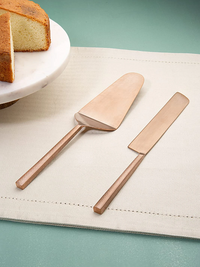 Aurum Rose Gold Hammered Handle Cake Serving Set Of Two