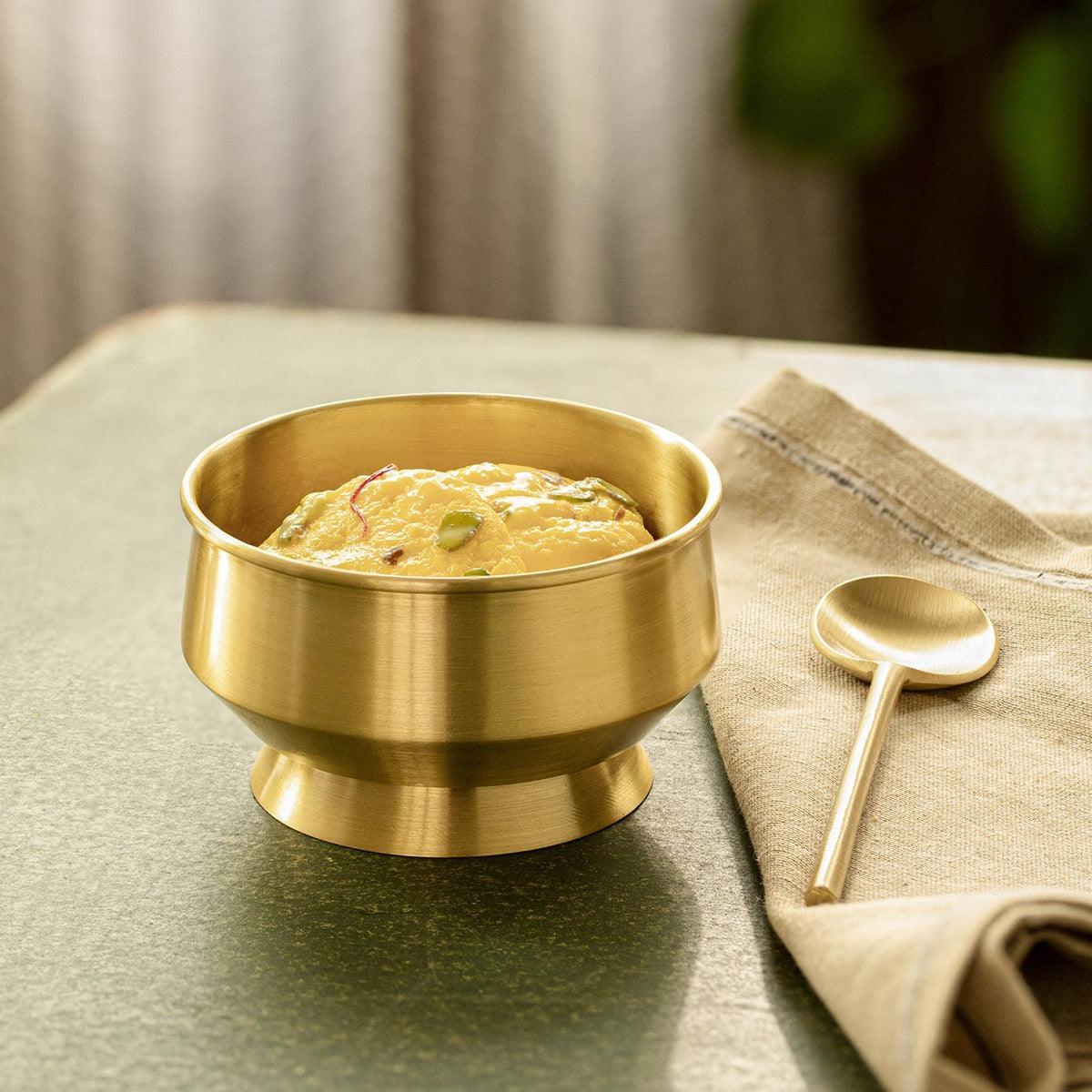 Oro Brass Dessert Bowl With Spoon