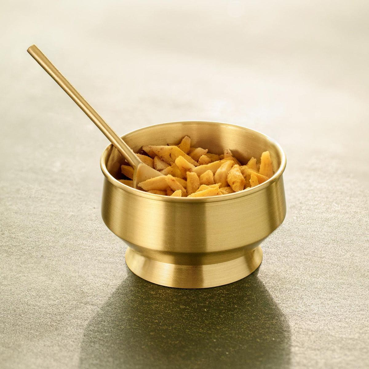 Oro Brass Dessert Bowl With Spoon