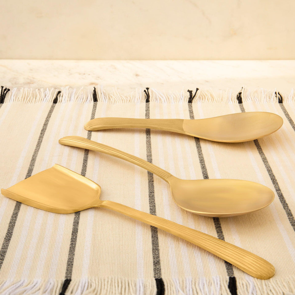 Celestial Brass Three-Piece Serving Spoon Set