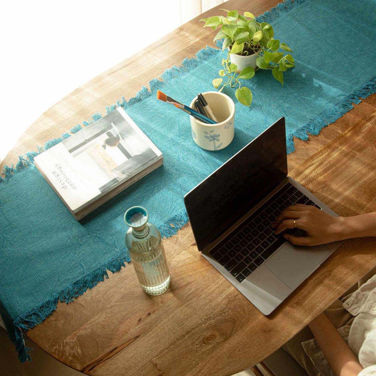Untied Teal Table Runner