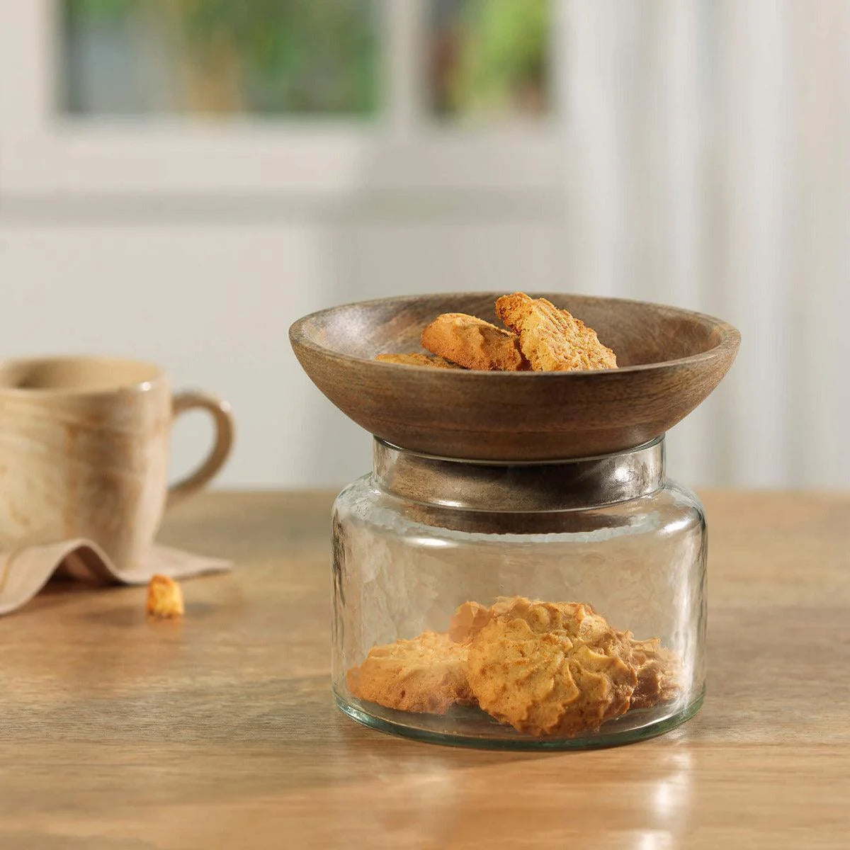 Twain Glass Jar with Wooden Bowl