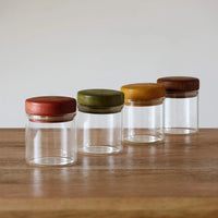 Set of 4 Glass Jars with Multicolour Wooden Lids