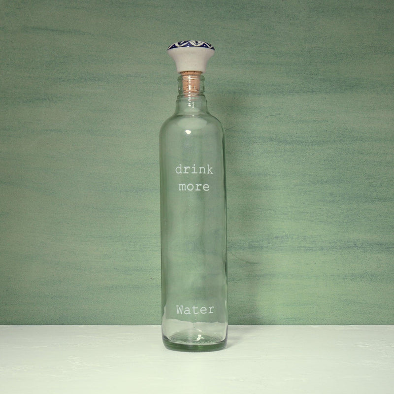Drink More Glass Water Bottle With Ceramic Stopper