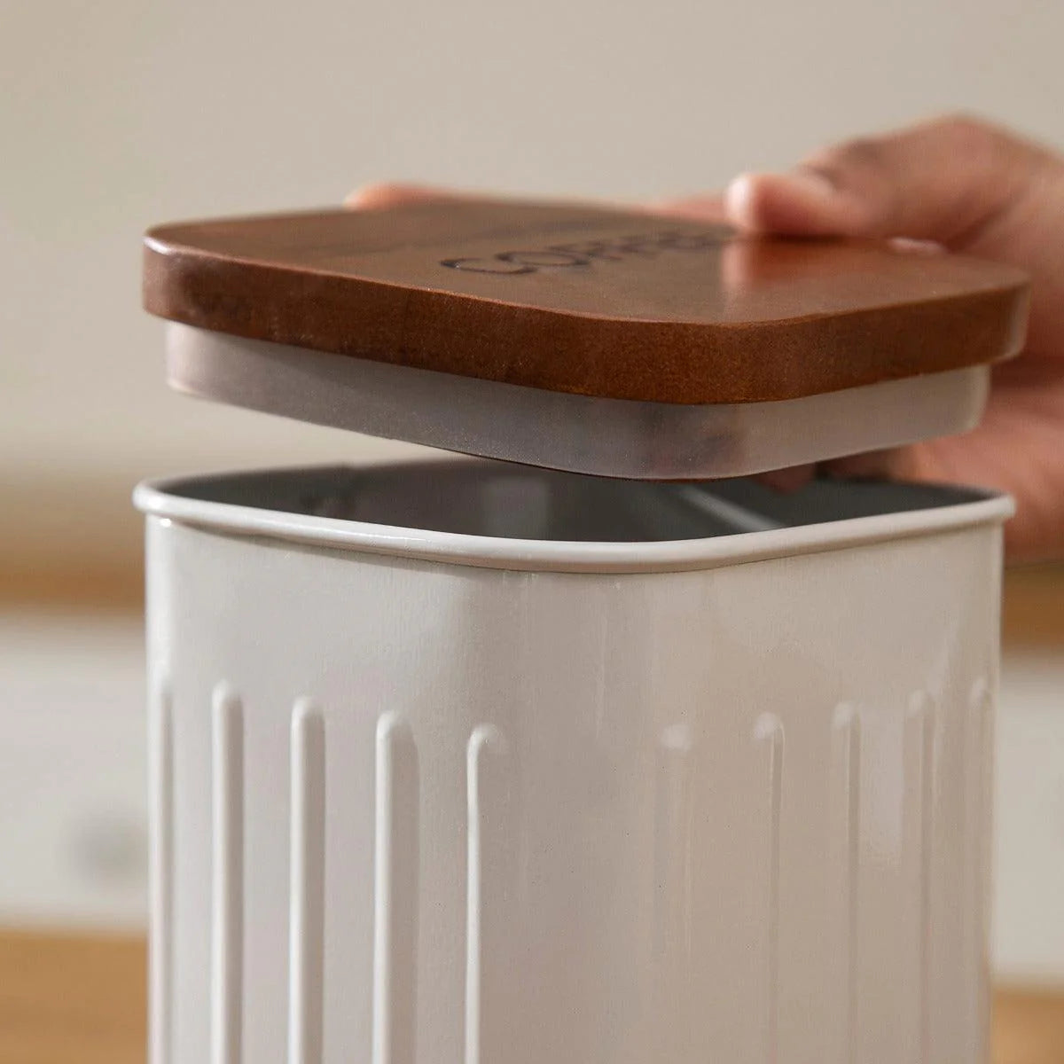 Foursquare Coffee Container With Wooden Lid