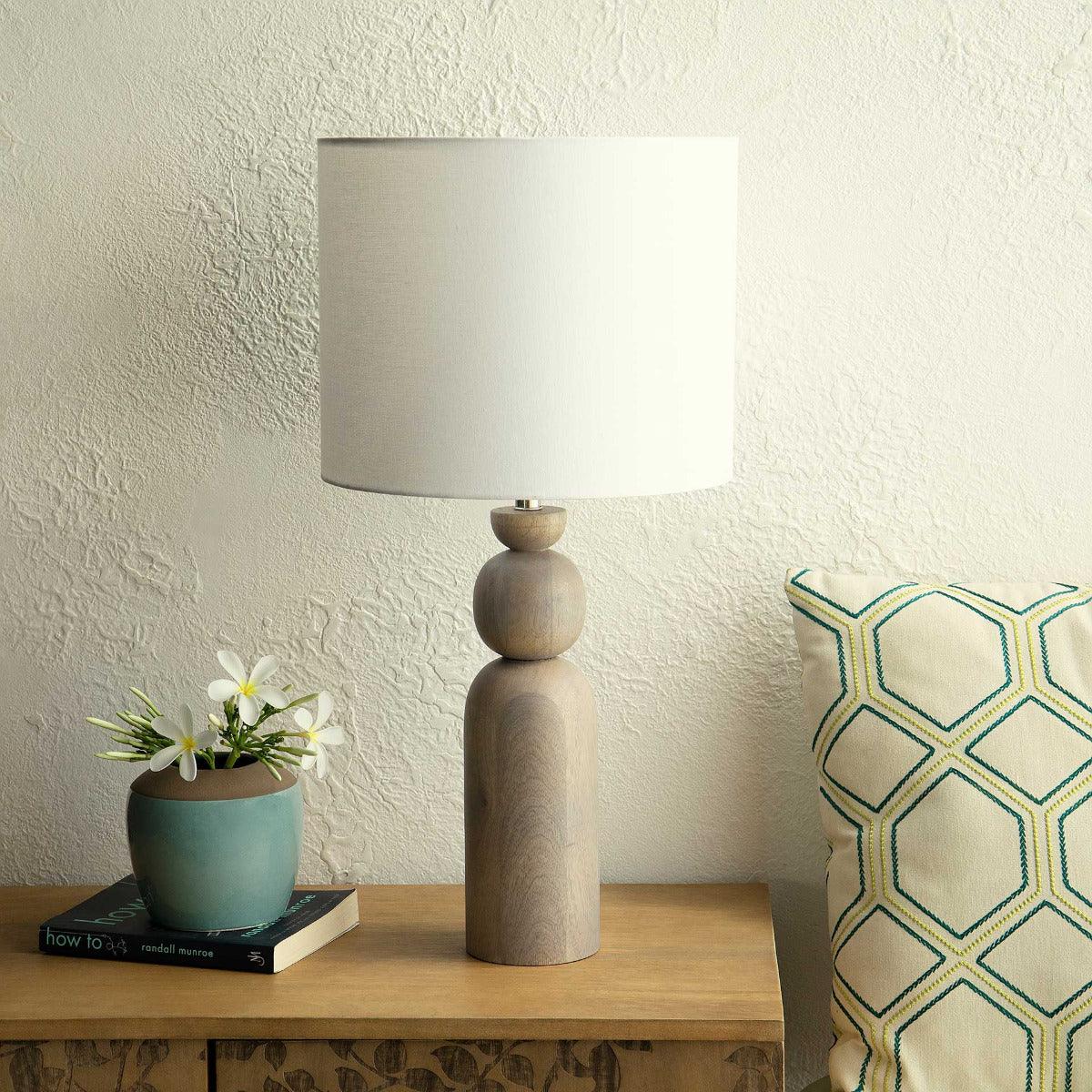 Tall Boy Mango Wood Table Lamp with Shade