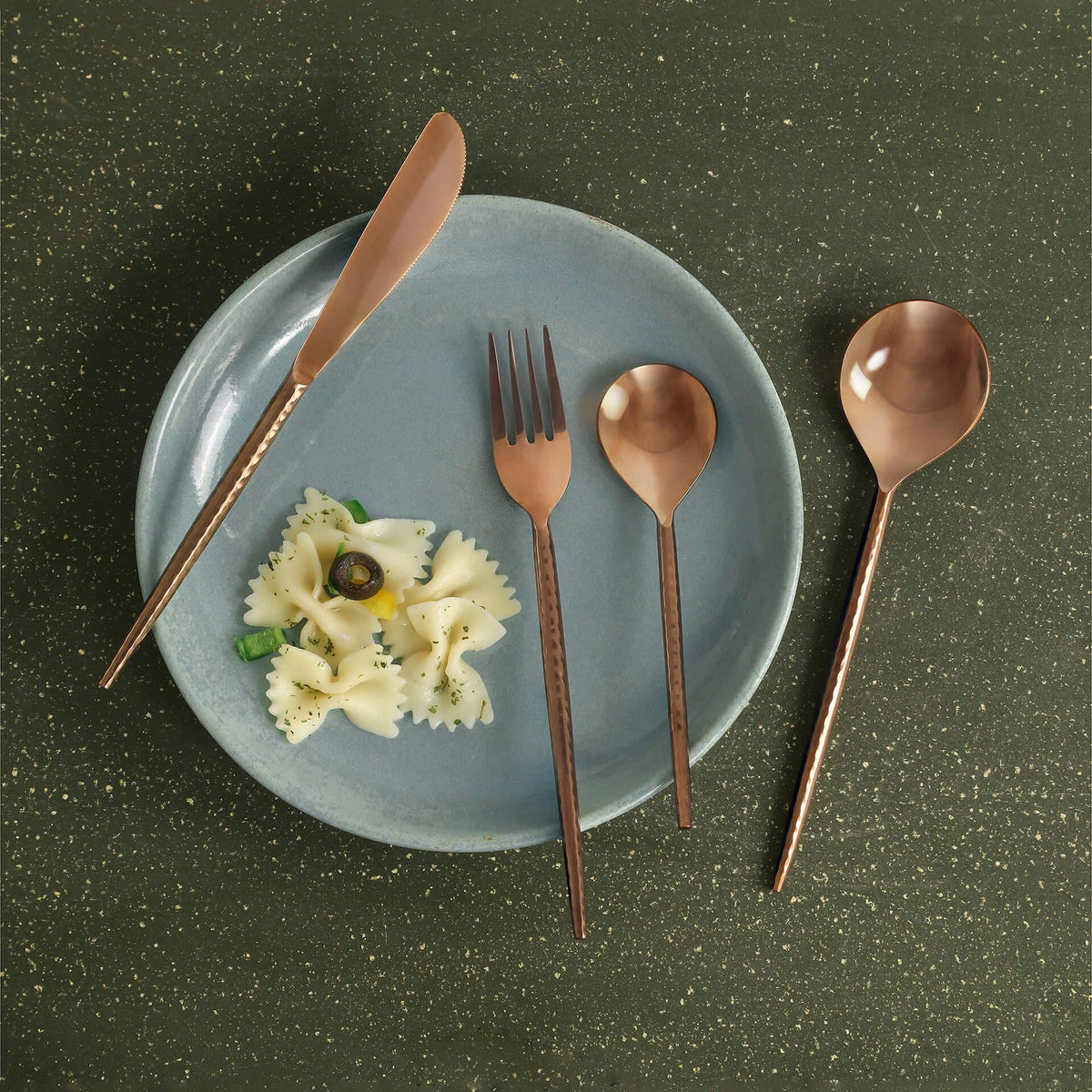 Norah Rose Gold Hammered Cutlery Set of Four
