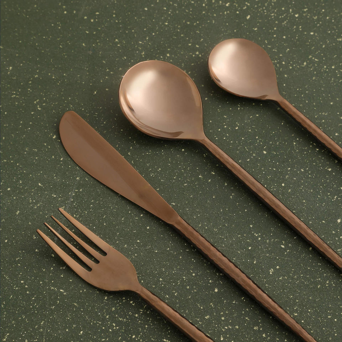 Norah Rose Gold Hammered Cutlery Set of Four