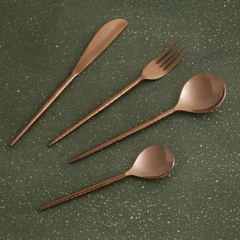 Norah Rose Gold Hammered Cutlery Set of Four