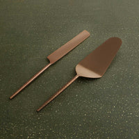 Norah Rose Gold Hammered Handle Cake Server Set Of Two