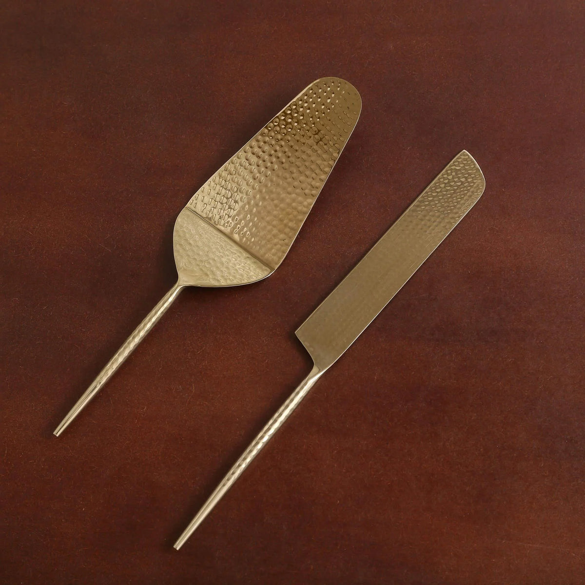 Norah Gold Hammered Cake Server Set Of Two