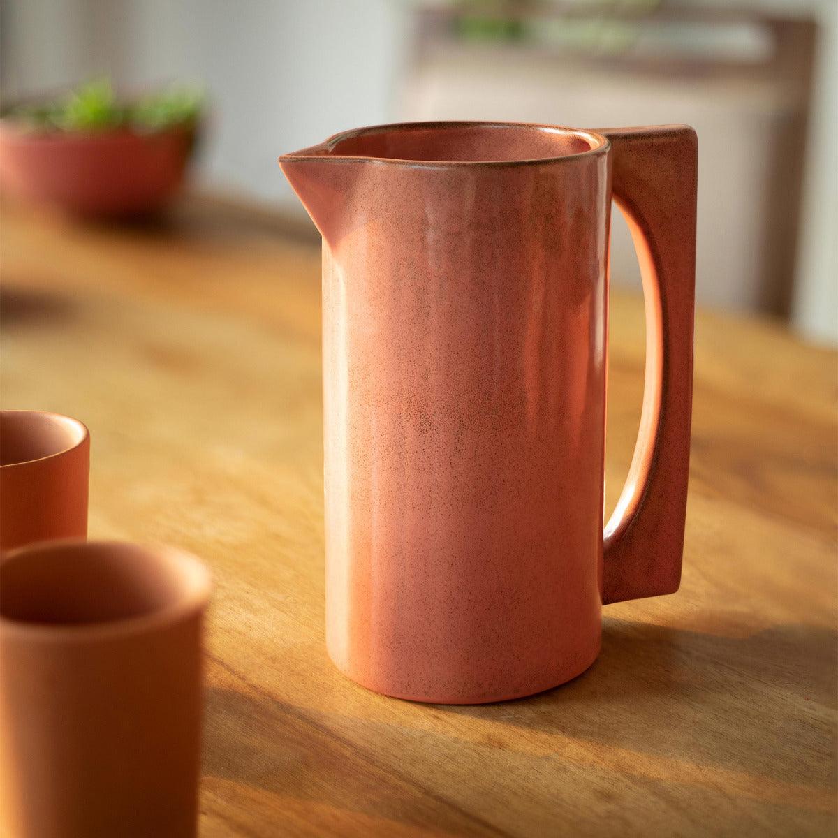 Rustic Reef Ceramic Jug With Wooden Lid