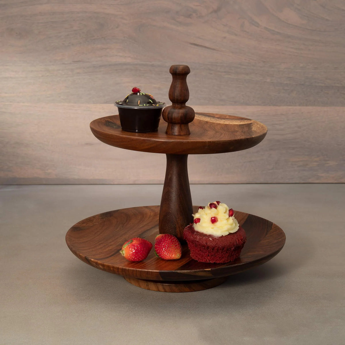 Two-Tiered Sheesham Cake Stand