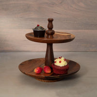 Two-Tiered Sheesham Cake Stand