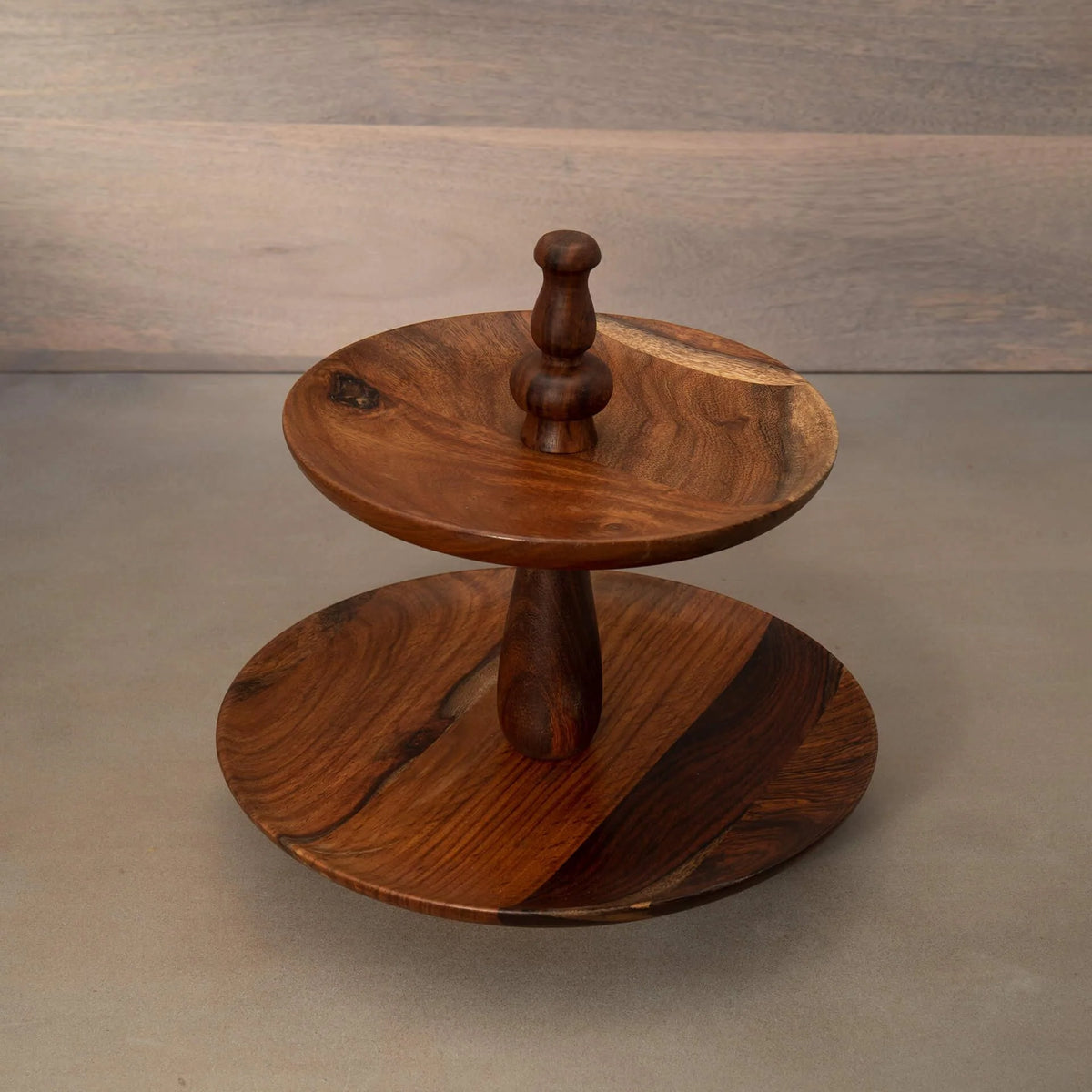 Two-Tiered Sheesham Cake Stand